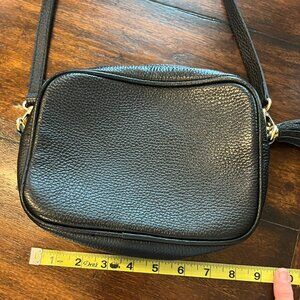 Black leather crossbody bag - soho style